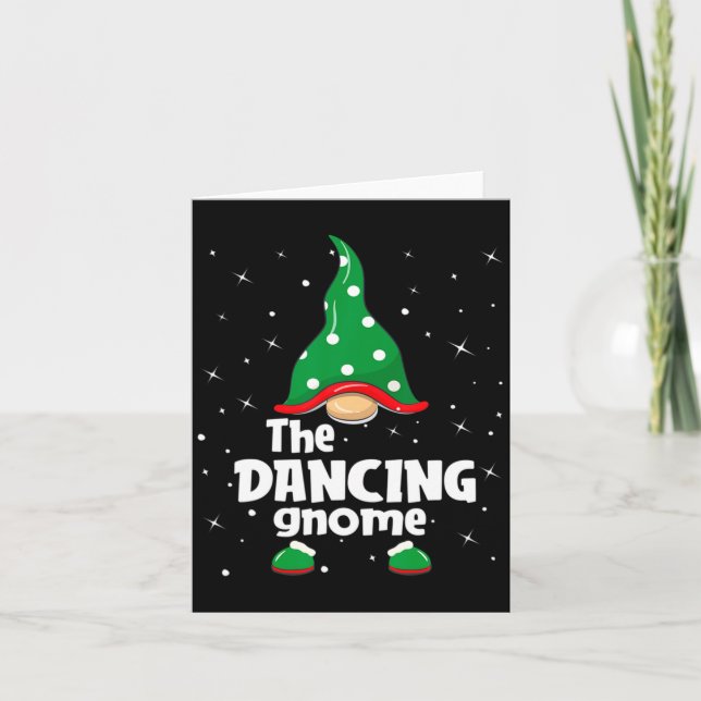 Dancing Gnome Family Matching Christmas Funny Paja Kort (Framsida)