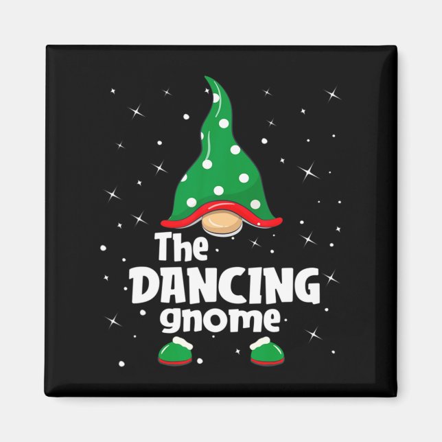 Dancing Gnome Family Matching Christmas Funny Paja Magnet (Framsidan)