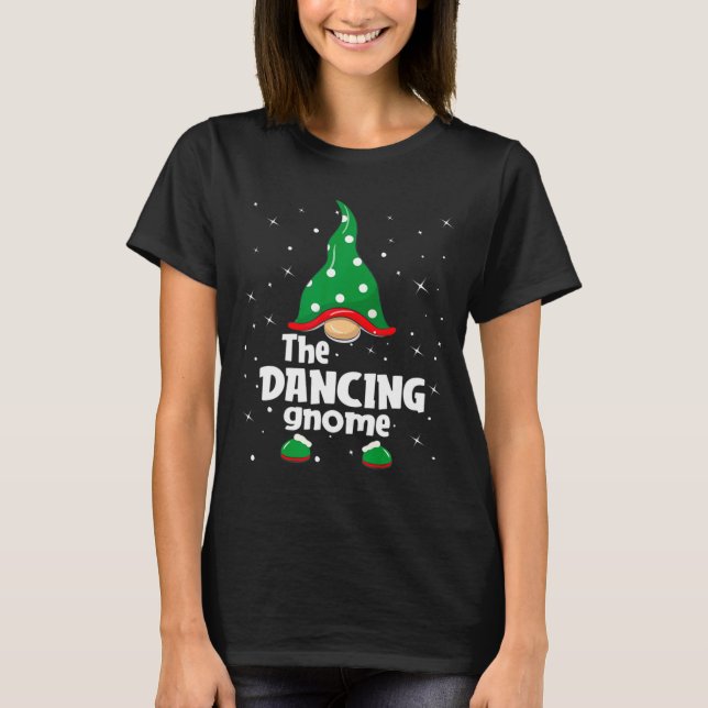 Dancing Gnome Family Matching Christmas Funny Paja T Shirt (Framsida)