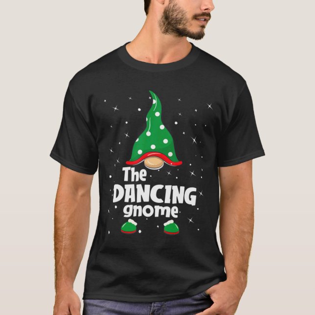 Dancing Gnome Family Matching Christmas Funny Paja T Shirt (Framsida)