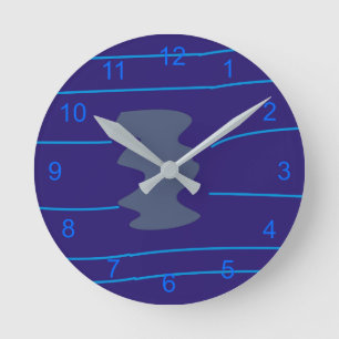 Dancing Goddess River Blue Neon Tribal Minimalist Rund Klocka