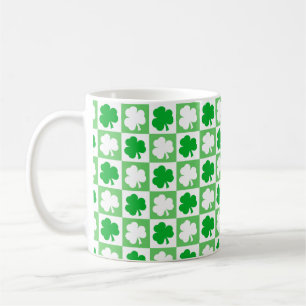 Dancing Grönt and White Shamrocks Irish Kaffemugg