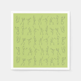 Dancing Halloween Skeleton - grönt Pappersservett