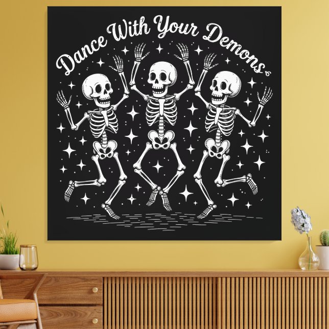 Dancing Halloween Skeletons Canvastryck (Insitu (Vardagsrum))