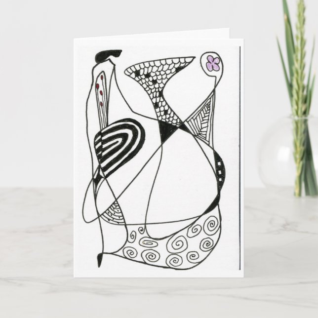 "Dancing Hen" Abstrakt Art Greeting Card Kort (Framsida)