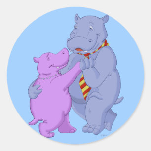 Dancing Hippo Tango Sticker Runt Klistermärke