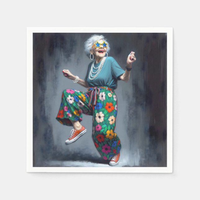Dancing Hipster Grandma Pappersservett (Framsidan)