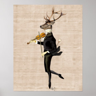 Dancing Hjort with Violin Poster