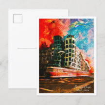Dancing House Prag Czech Bevackert Oil Paint