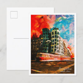 Dancing House Prag Czech Bevackert Oil Paint Vykort