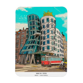 Dancing House Prag Czech Republic Whimsical Art Magnet