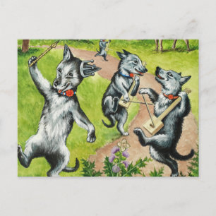 Dancing Hundar av Louis Wain Vykort