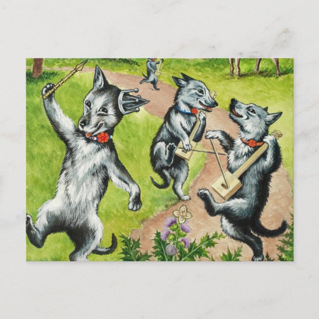 Dancing Hundar av Louis Wain Vykort (Framsida)
