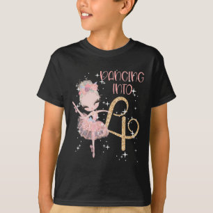 Dancing In to 4e födelsedagen Girl Ballet Party Da T Shirt