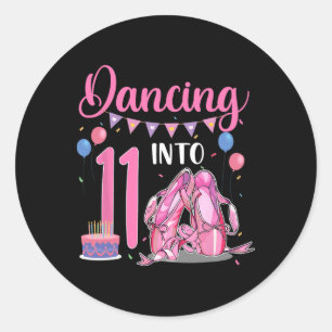 Dancing into 11th Birthday Ballerina Ballet 11 Yea Runt Klistermärke