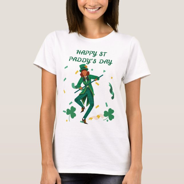 "Dancing Irish Charm - St. Paddy's Day Tee" T Shirt (Framsida)