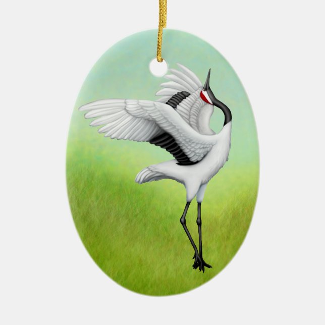 Dancing Japanska Cranes Helgdag Ornament (Framsidan)