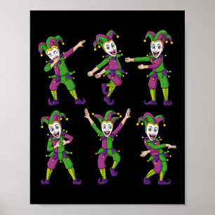 Dancing Jokers Mardi Gras Roligt Boys Girls Kids Poster