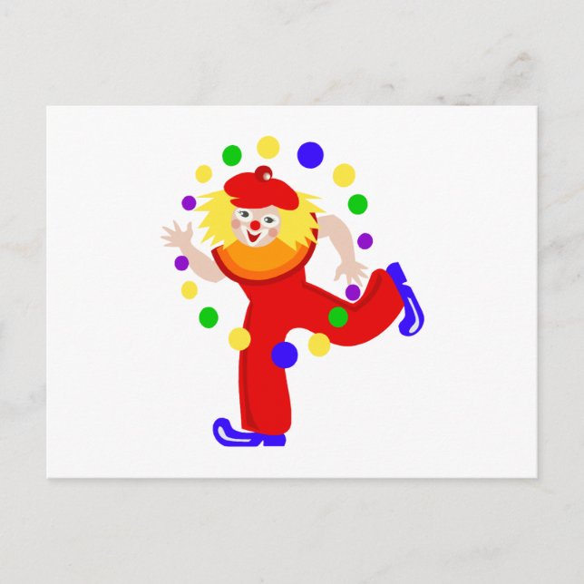 Dancing Juggler Clown Vykort (Framsida)