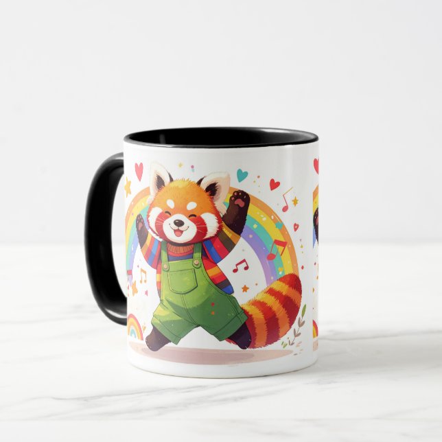 Dancing Kawaii Animal with Rainbow  Mugg (Framsida vänster)