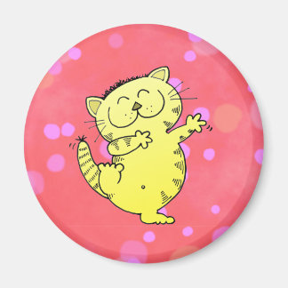 Dancing Kitten in Red Room Magnet