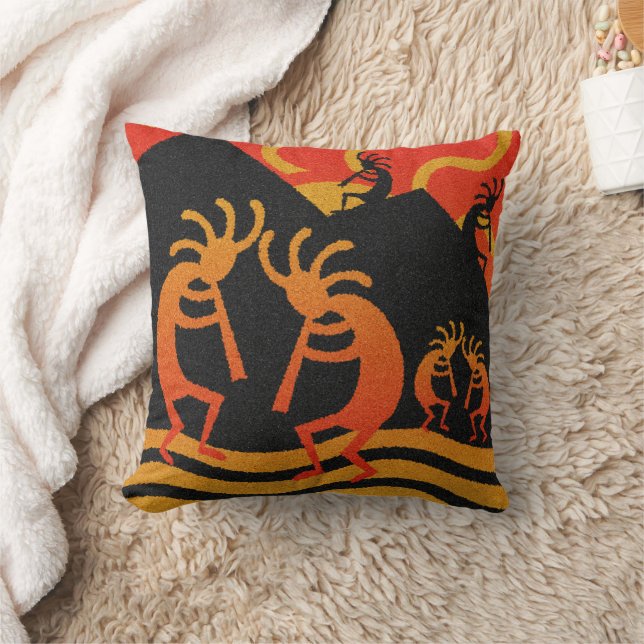 Dancing Kokopelli Desert Southwest Design Kudde (Filt)