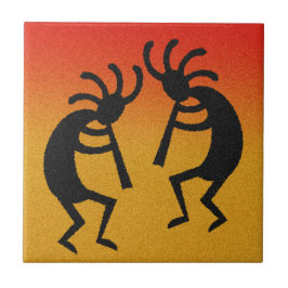 Dancing Kokopelli Desert Sunset Southwest Kakelplatta
