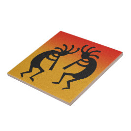 Dancing Kokopelli Desert Sunset Southwest Kakelplatta