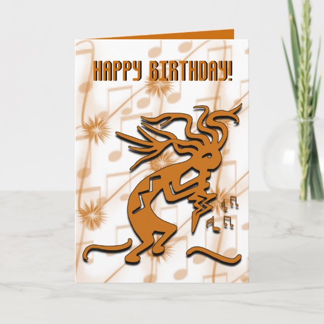 Dancing Kokopelli Musician Grattis på födelsedagen Kort (Framsida)