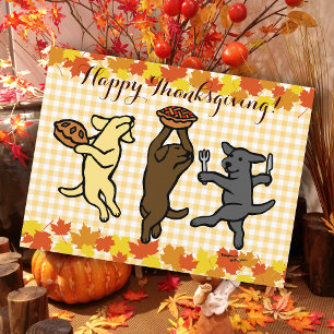 Dancing Labrador Trio Thanksgiving Helg Vykort