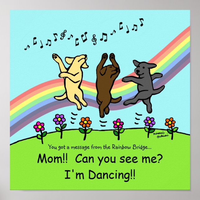 Dancing Labradors på Rainbow Bridge Poster (Framsidan)