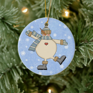 Dancing Land Snögubbe Julgransprydnad Keramik