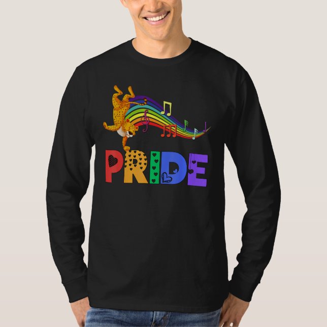 Dancing Leopard Pride Dad Rainbow Men Women Girls  T Shirt (Framsida)