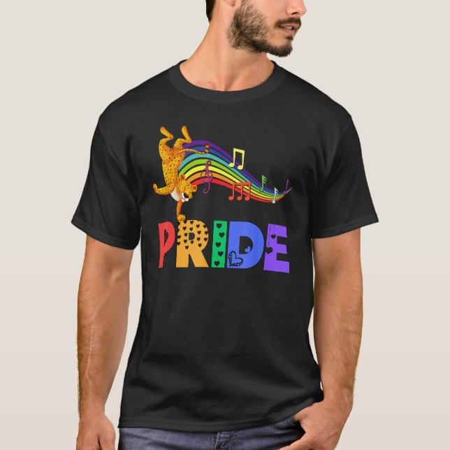 Dancing Leopard Pride Dad Rainbow Men Women Girls  T Shirt (Framsida)