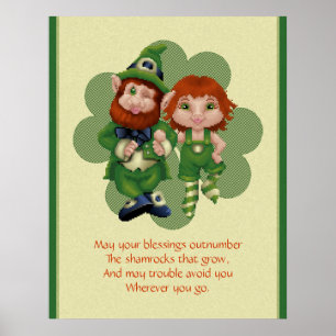 Dancing Leprecauns Pixel Art Patrick's Day Poster