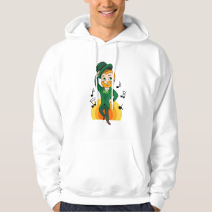Dancing leprechaun, St. Patrick Day tecknad Hoodie
