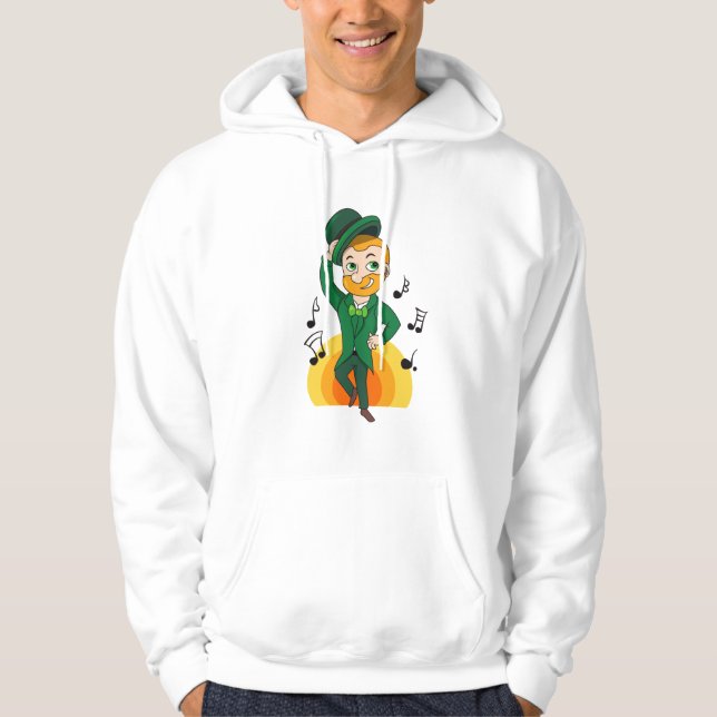 Dancing leprechaun, St. Patrick Day tecknad Hoodie (Framsida)