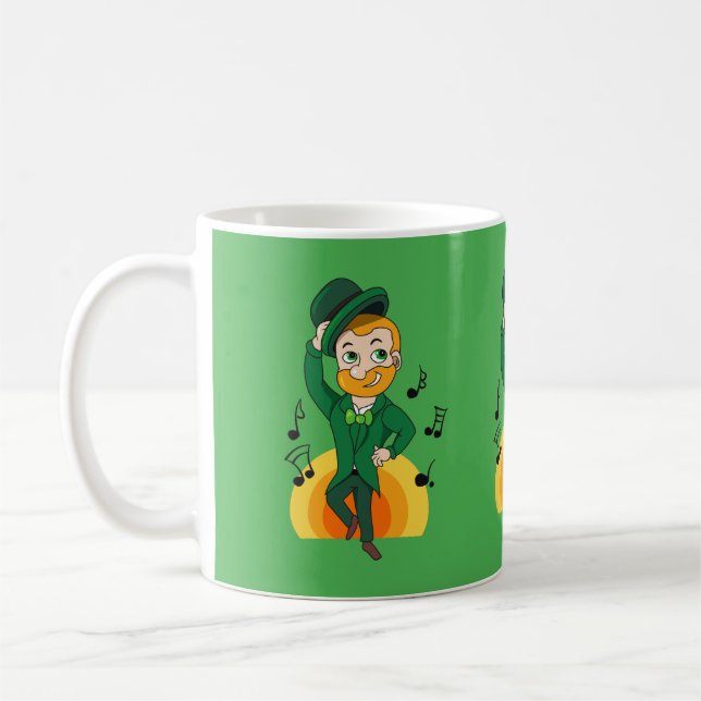 Dancing leprechaun, St. Patrick Day tecknad Kaffemugg (Vänster)