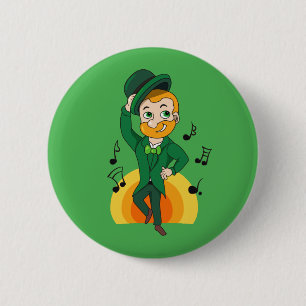 Dancing leprechaun, St. Patrick Day tecknad Knapp