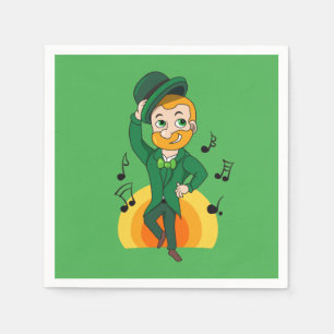 Dancing leprechaun, St. Patrick Day tecknad Pappersservett