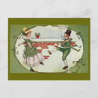 Dancing Leprechaunss Vintage St. Patrick's Day Vykort