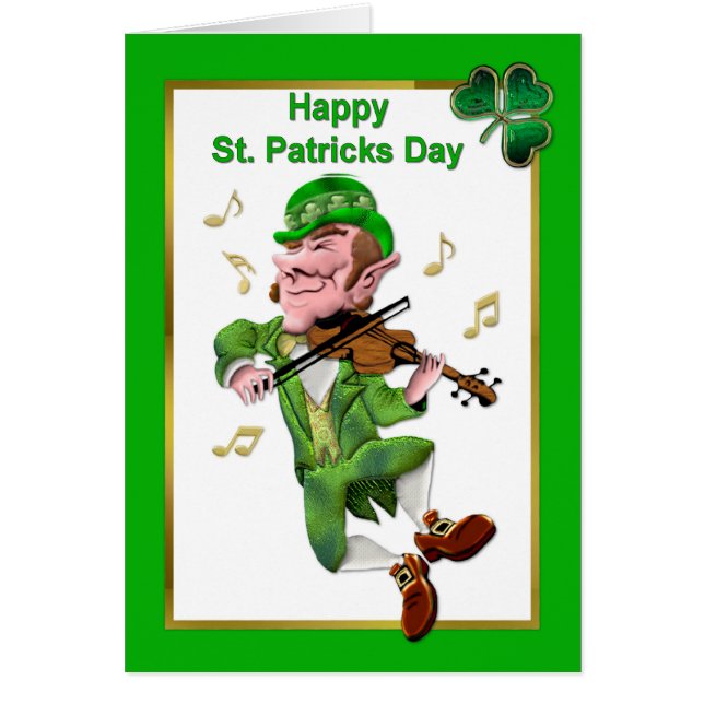 Dancing Leprechauun Hälsningskort (Framsidan)