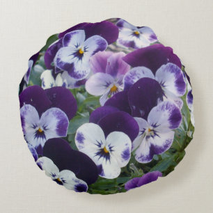 Dancing Lila Pansies Rund Kudde