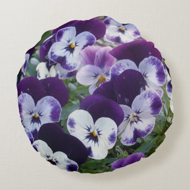 Dancing Lila Pansies Rund Kudde (Baksidan)