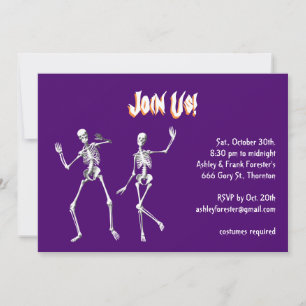 Dancing Lila Skeletons Halloweeen-inbjudan Inbjudningar