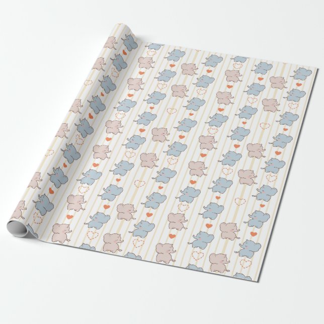 Dancing Little Baby Elephants Presentpapper (Utrullad)