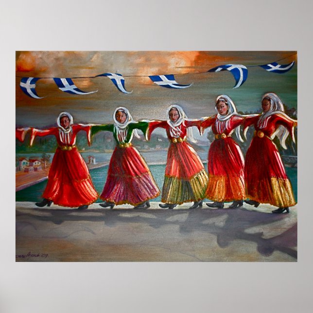 "Dancing Maidens, Skiathos" Poster (Framsidan)