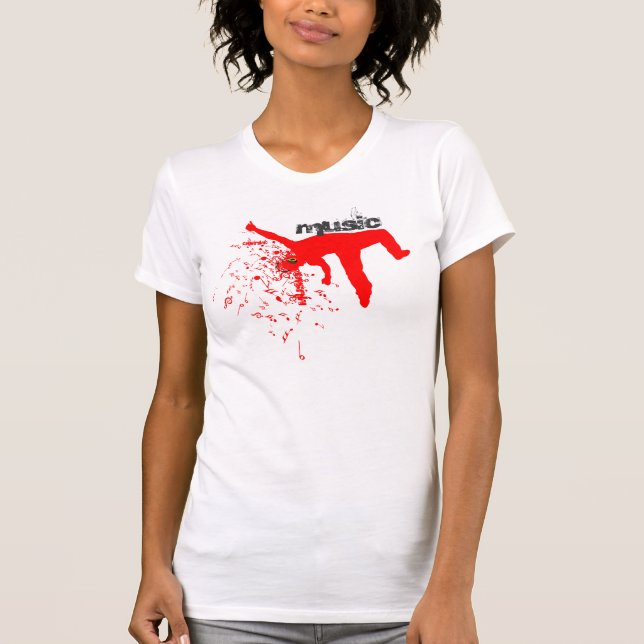 Dancing Man, Red Silhouette Music Concept Design 2 Tee Shirt (Framsida)
