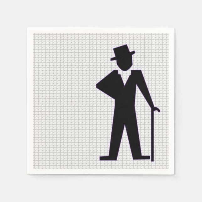 Dancing Man Silhouette med Top hat och Käpp Papper Pappersservett (Framsidan)