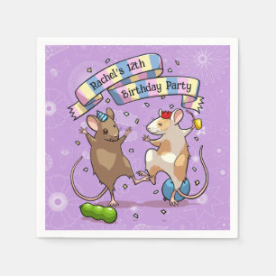 Dancing Mice Add Add Namn Grattis på födelsedagen Pappersservett